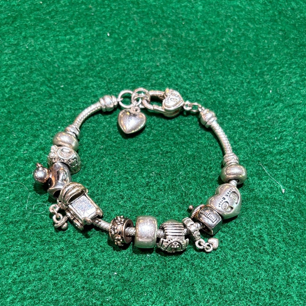 Silver tone  Bracelet- perfect for a new mom charms - bottle, duck ,❤️, boot +